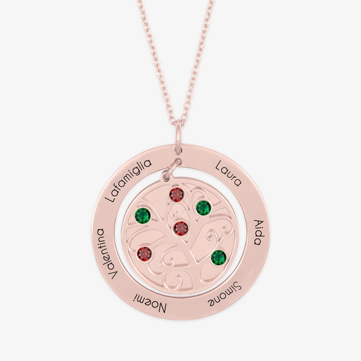 Personalized Tree of Life Necklace with Engravings & Birthstones - Herzschmuck