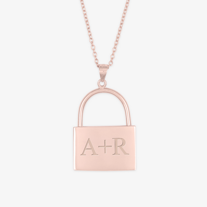 Lovers' Initials Lock Necklace - Herzschmuck