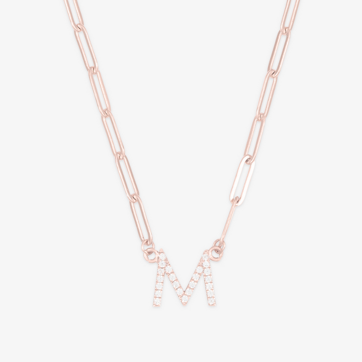 Crystal Linkchain Initial Necklace - Herzschmuck