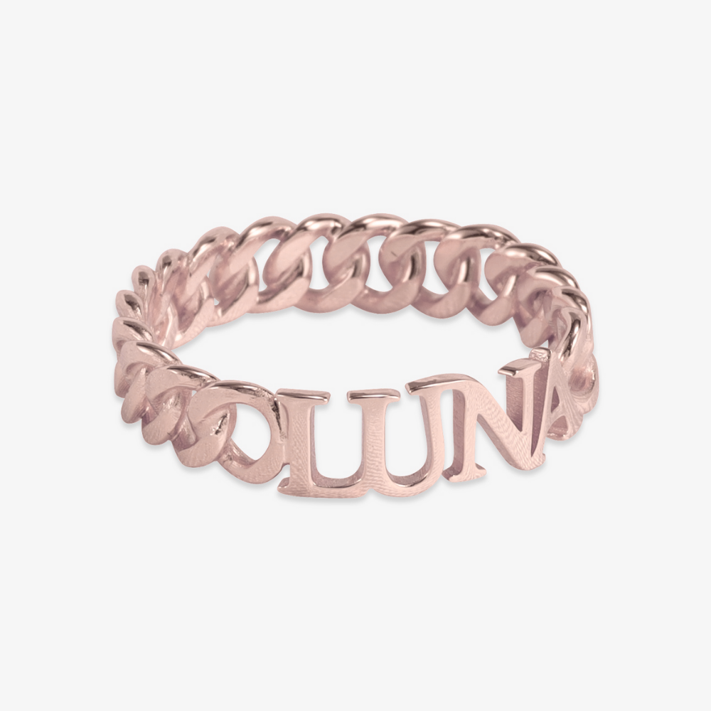 Personalized Curb Chain Ring - Herzschmuck