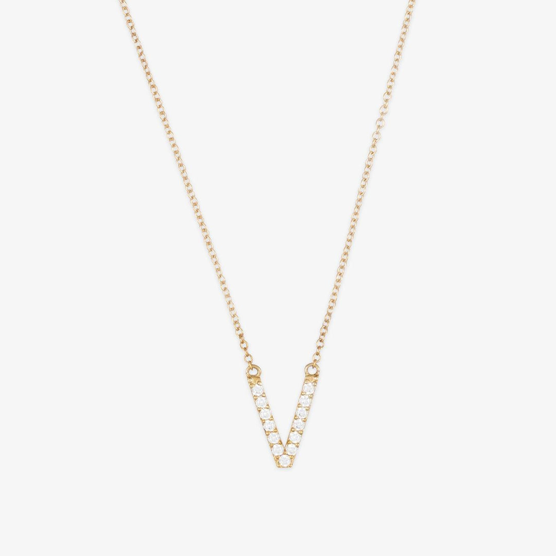 18K Solid Gold Diamond Initial Necklace | 0.08ct SI H-I Diamonds