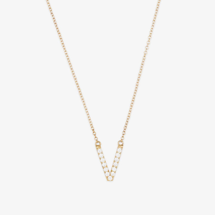 18K Solid Gold Diamond Initial Necklace | 0.08ct SI H-I Diamonds