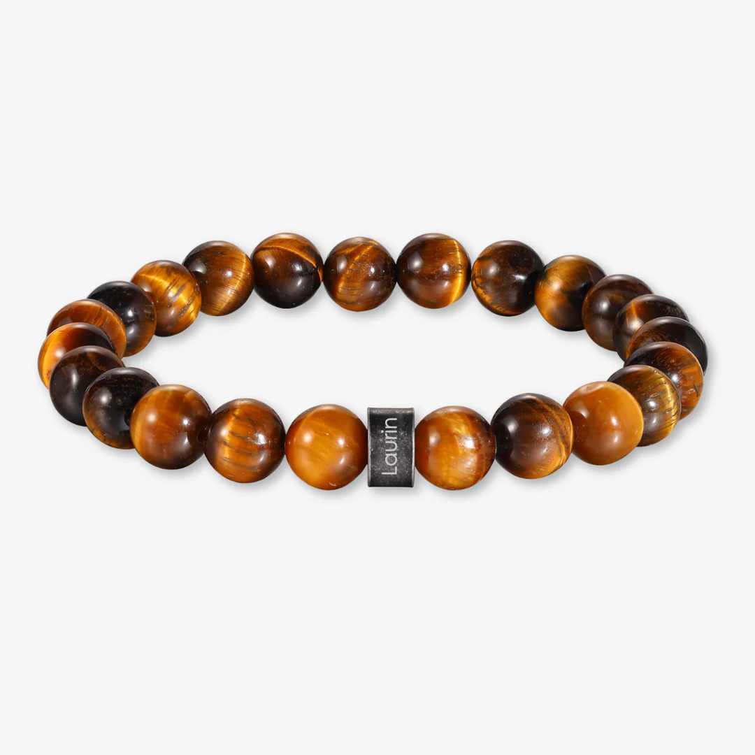 Beautiful Light and Dark Brown Beaded Bracelet with Engraving - Herzschmuck