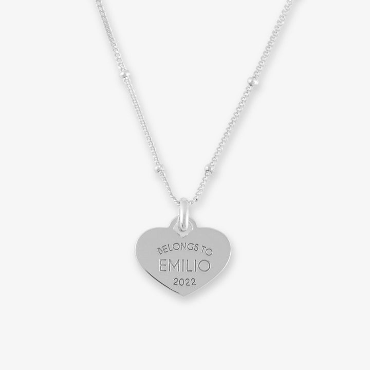 Heart Engraving Necklace in 925 Sterling Silver - Gold, Rose Gold, or Silver