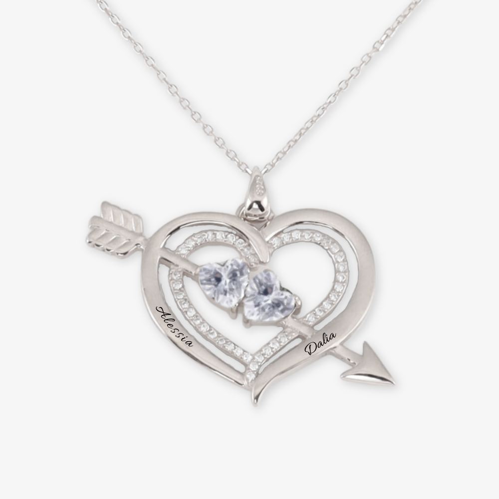 Dual Heart & Arrow Personalized Necklace - Herzschmuck