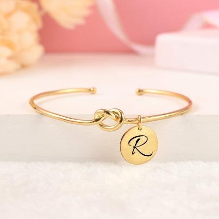 Personalized Initial Disc Bracelet - Herzschmuck