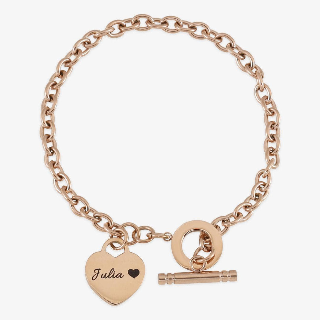 Rose Gold Heart-Engraved Chunky Bracelet - Herzschmuck