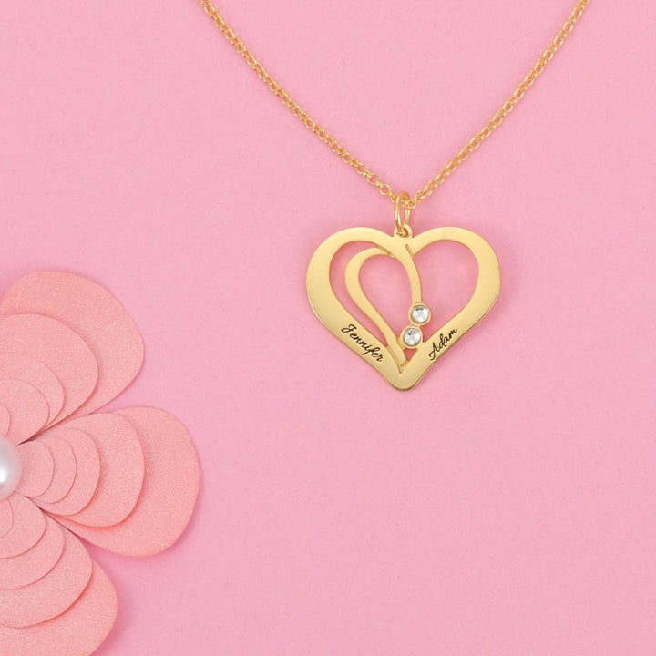 Intricate Dual-Engraved Hollow Heart Necklace - Herzschmuck