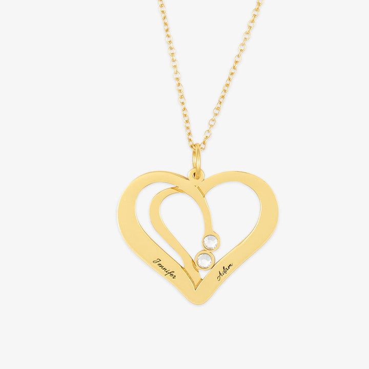 Intricate Dual-Engraved Hollow Heart Necklace - Herzschmuck