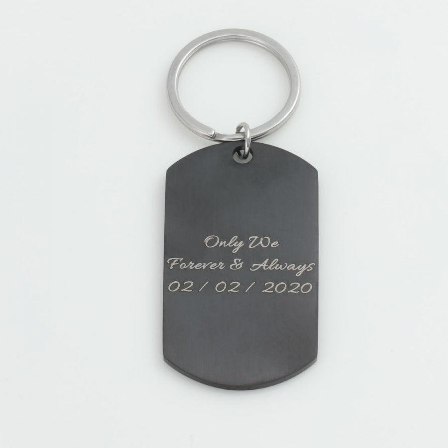 Personalized Black Photo & Text Keychain - Herzschmuck