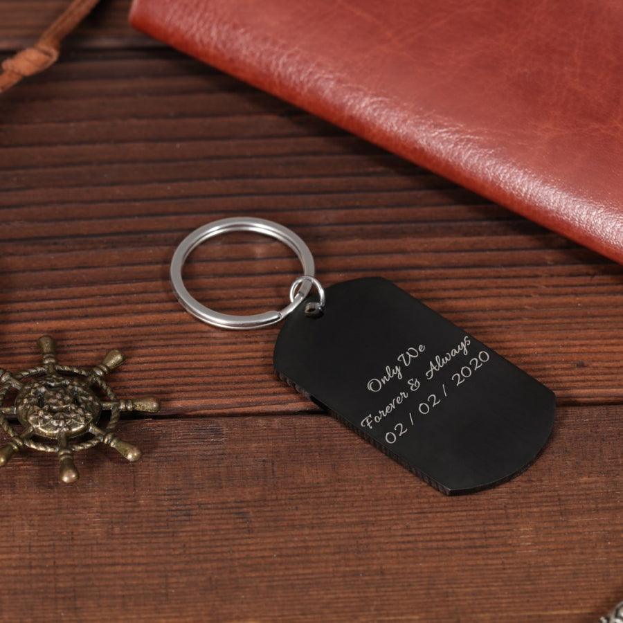 Personalized Black Photo & Text Keychain - Herzschmuck